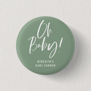 Simple Calligraphy Gender Neutral Baby Shower 3 Cm Round Badge