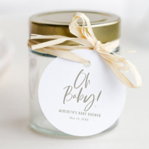 Simple Calligraphy Gender Neutral Baby Shower Favour Tags