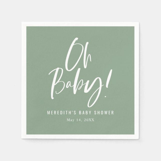 Simple Calligraphy Gender Neutral Baby Shower Napkin (Front)