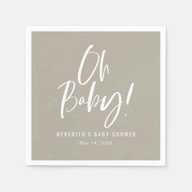 Simple Calligraphy Gender Neutral Baby Shower Napkin (Front)