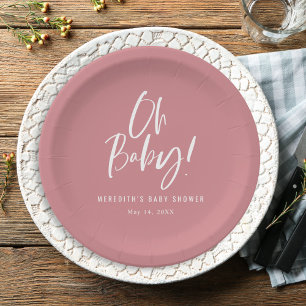 Simple Calligraphy Gender Neutral Baby Shower Paper Plate