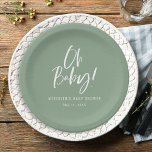 Simple Calligraphy Gender Neutral Baby Shower Paper Plate<br><div class="desc">Simple Calligraphy Gender Neutral Baby Shower paper plates features a fun and modern calligraphy on bold,  solid colours.</div>