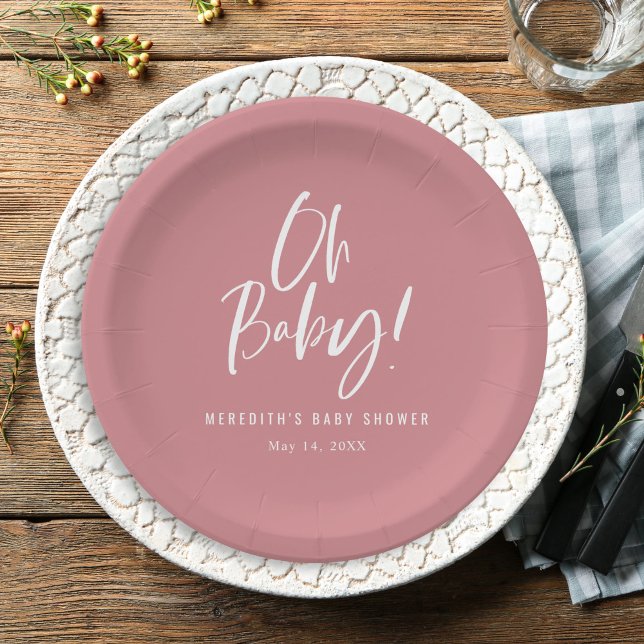 Simple Calligraphy Gender Neutral Baby Shower Paper Plate (Creator Uploaded)