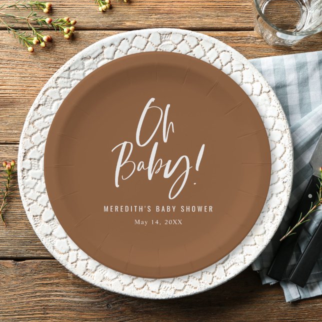 Simple Calligraphy Gender Neutral Baby Shower Paper Plate (Creator Uploaded)