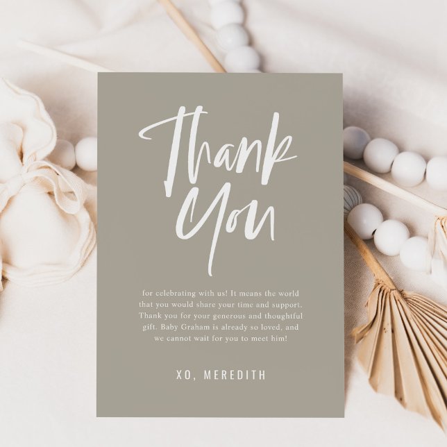 Simple Calligraphy Gender Neutral Baby Shower Thank You Card (Creator Uploaded)