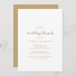 Simple Calligraphy Gold Back Wedding Brunch Invitation