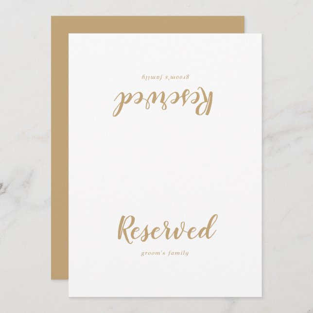 Simple Calligraphy|Gold Back Wedding Reserved Sign (Front/Back)