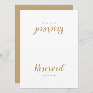 Simple Calligraphy Gold Back Wedding Reserved Sign
