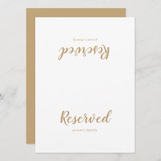 Simple Calligraphy|Gold Back Wedding Reserved Sign