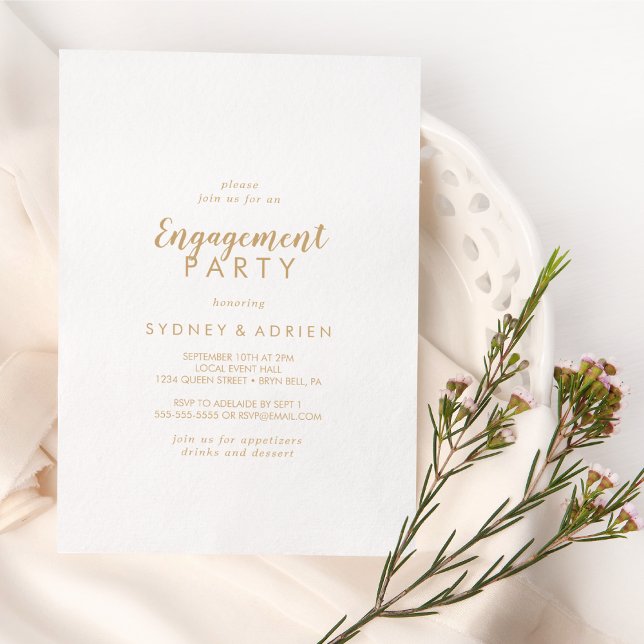 Simple Calligraphy | Gold Engagement Party Invitation (Creator Uploaded)