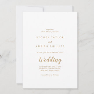 Simple Calligraphy|Gold Informal Wedding Invitation