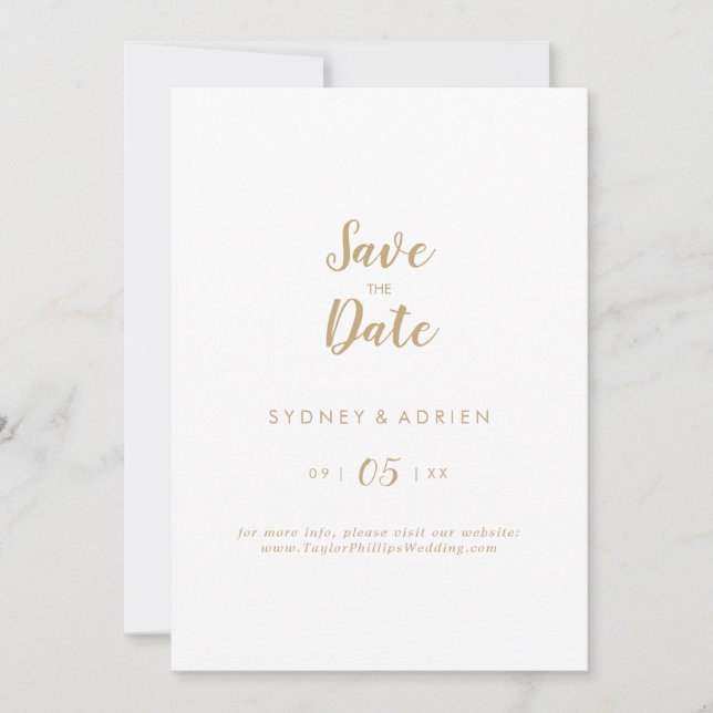 Simple Calligraphy|Gold Wedding Save The Date (Front)
