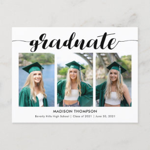 Simple Calligraphy Graduation Photo  Announcement  Postcard
