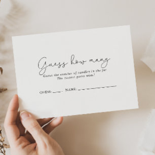 Simple Calligraphy Guess How Many Game Card