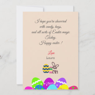 simple Calligraphy Happy Easter kids to friends Holiday Card