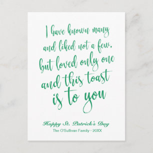 Simple Calligraphy Irish Toast St. Patrick's Day Postcard