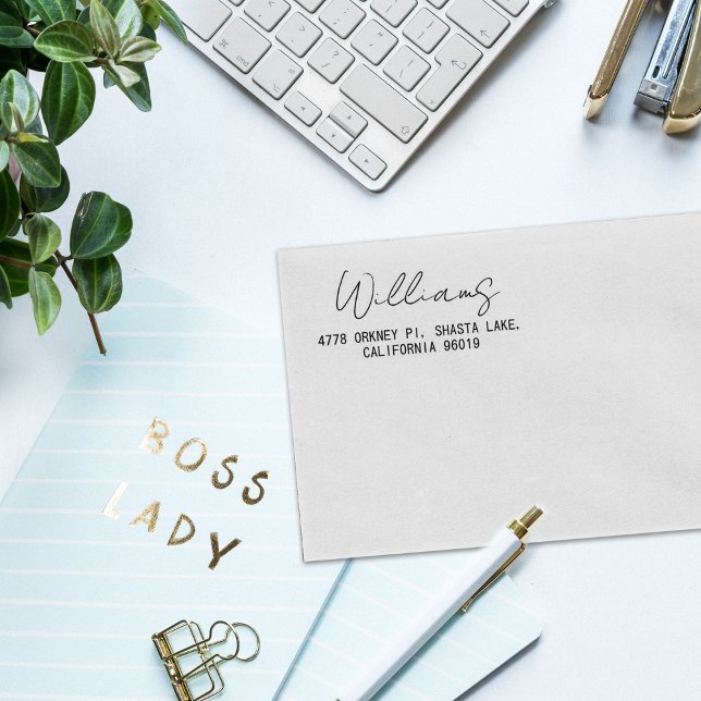 Simple Calligraphy Lettering Return Address Rubber Stamp (Creator Uploaded)