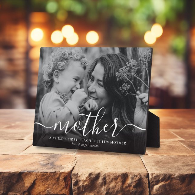 Simple Calligraphy 'Mother' Keepsake Photo Plaque (Creator Uploaded)