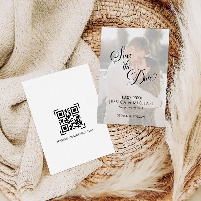 Simple Calligraphy Overlay Photo Save the Date Invitation (Creator Uploaded)