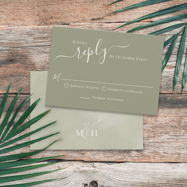 Simple Calligraphy Palm Leaves Meal Choice RSVP Card (Creator Uploaded)