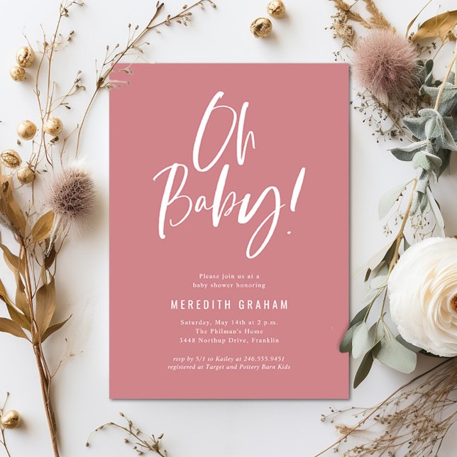 Simple Calligraphy Pink Girl Baby Shower Invitation (Creator Uploaded)