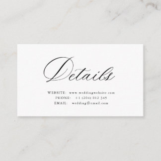 Simple calligraphy QR code wedding details card