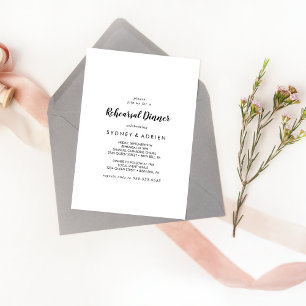 Simple Calligraphy Rehearsal Dinner Invitation