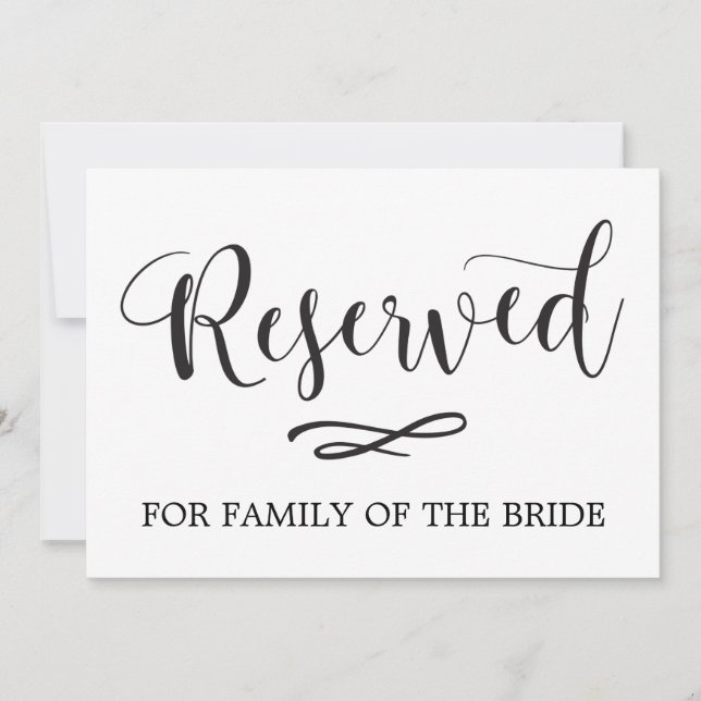 Simple Calligraphy Reserved Seating Wedding Sign Invitation (Front)