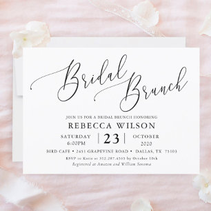 Simple Calligraphy Rustic Bridal Brunch Invitation