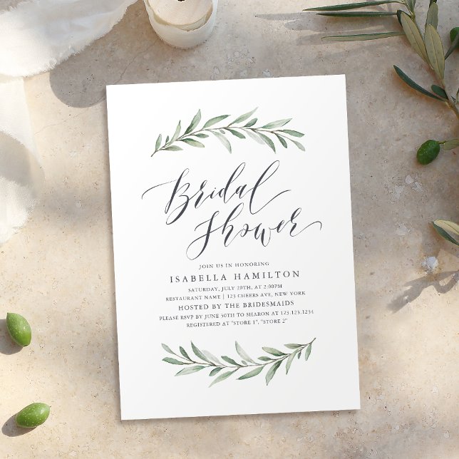 Simple calligraphy rustic greenery bridal shower invitation (Simple calligraphy rustic greenery bridal shower invitation)