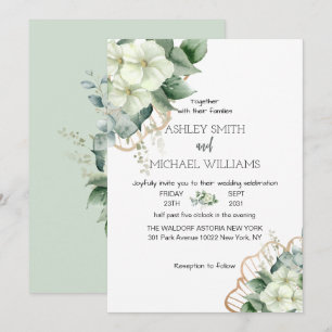 Simple Calligraphy Rustic Greenery Floral Wedding Invitation