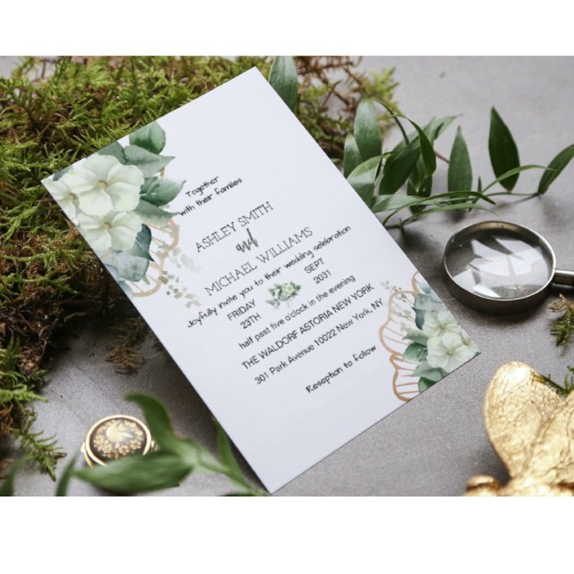 Simple Calligraphy Rustic Greenery Floral Wedding  Invitation (Creator Uploaded)