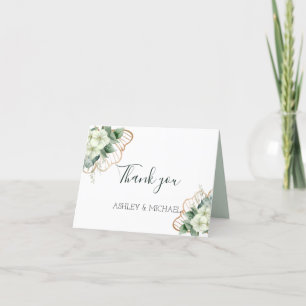 Simple Calligraphy Rustic Greenery Floral Wedding  Thank You Card