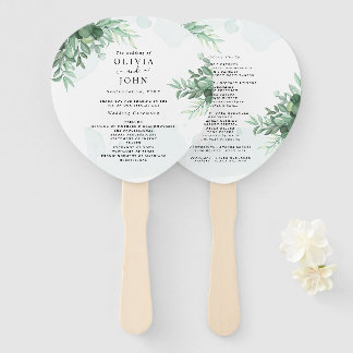 Simple calligraphy rustic greenery hand fan