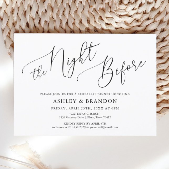 Simple Calligraphy Rustic Rehearsal Dinner Invitation (Creator Uploaded)