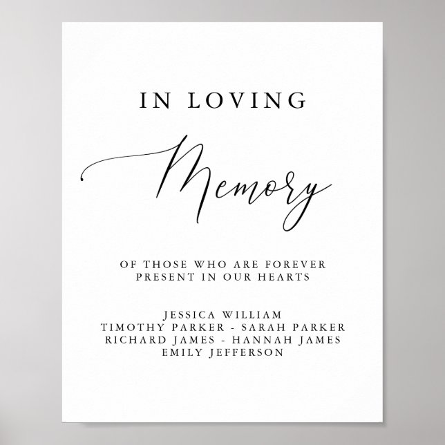 Simple Calligraphy Rustic Wedding Memorial Sign (Front)