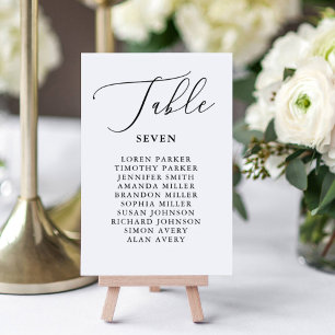 Simple Calligraphy Rustic Wedding Seating Chart Table Number