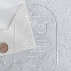 Simple Calligraphy Script Minimalist Wedding Acrylic Invitations