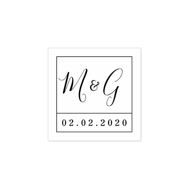 Simple Calligraphy Script | Save The Date Wedding Rubber Stamp (Imprint)