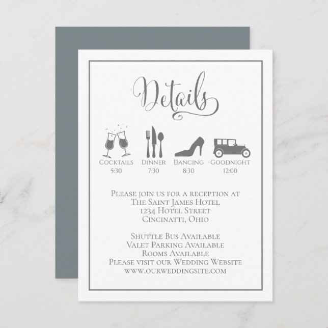 Simple Calligraphy Script Wedding Details Enclosure Card (Front/Back)
