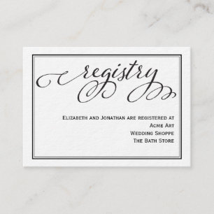 Simple Calligraphy Script Wedding Registry Card