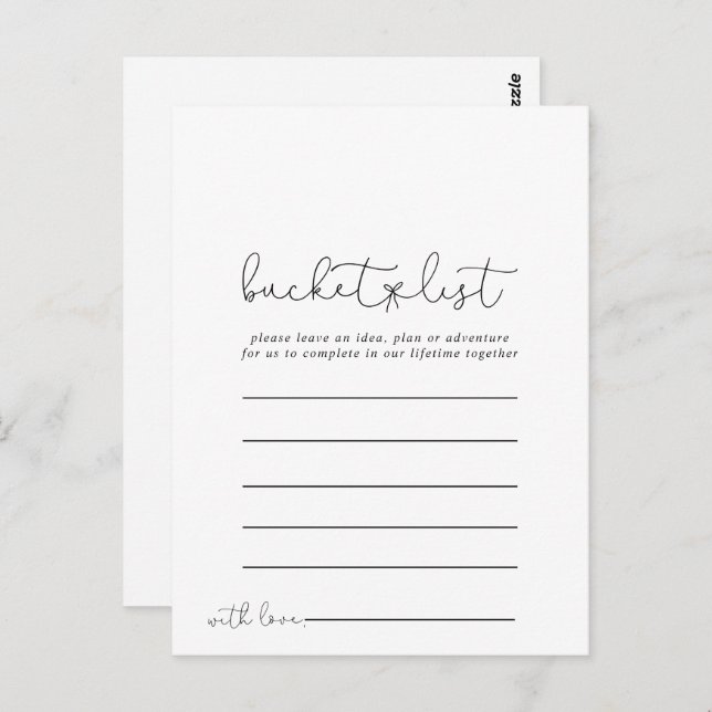 Simple Calligraphy Simple Bucket List Cards (Front/Back)