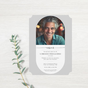 Simple Calligraphy Spanish Funeral Memorial Photo Invitation