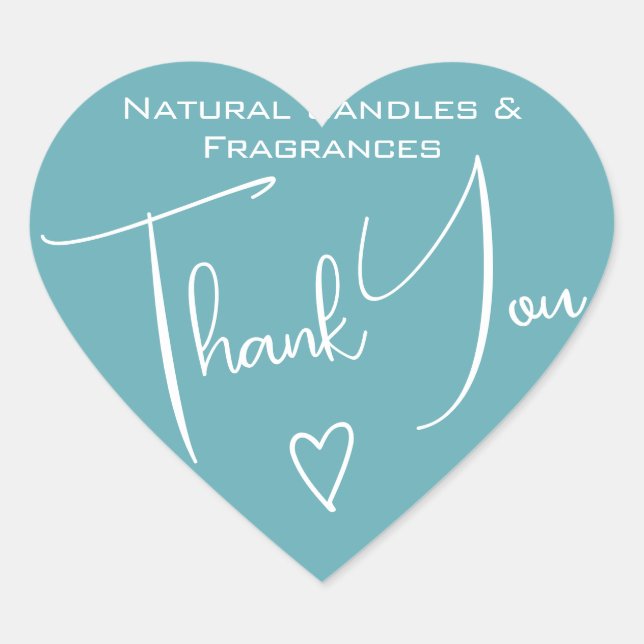 Simple Calligraphy Teal Blue Thank You Labels (Front)