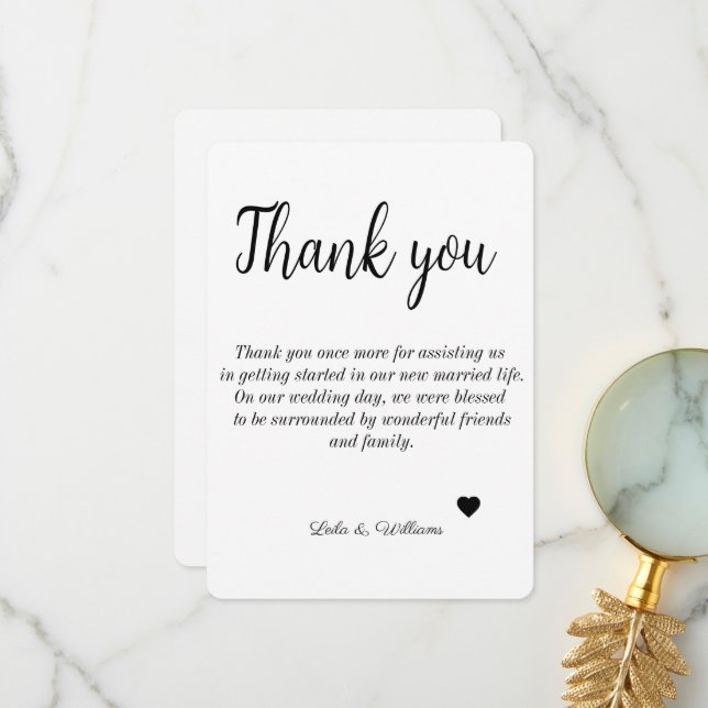 Simple Calligraphy Text Wedding  Thank You Card (Front/Back In Situ)
