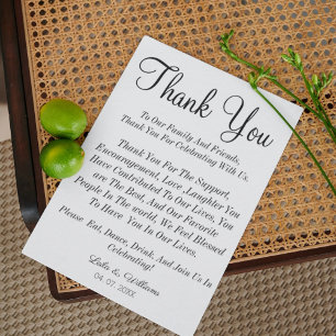 Simple Calligraphy Text Wedding Thank You Card