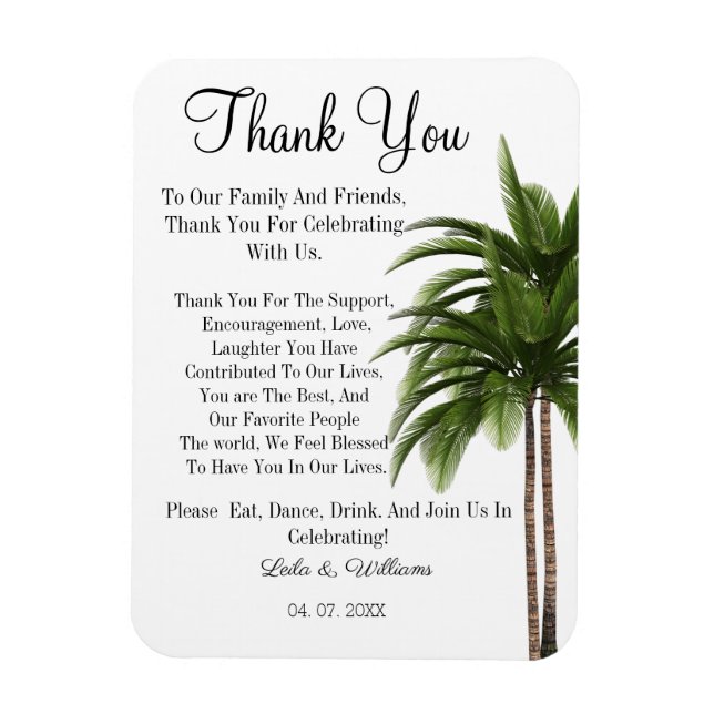 Simple calligraphy Text Wedding  Thank You Card Magnet (Vertical)
