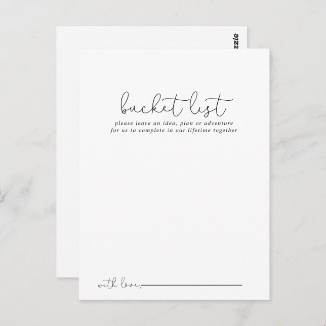 Simple Calligraphy Wedding Bucket List Cards (Front/Back)