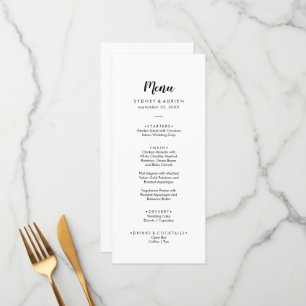 Simple Calligraphy Wedding Dinner Menu