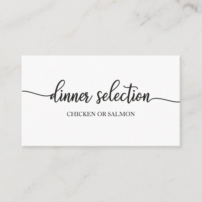 Simple Calligraphy Wedding Dinner Options Enclosure Card (Front)